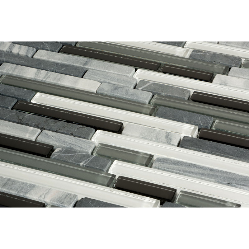 Giorbello Glacier Mountain Random Sized Glass and Natural Stone Mosaic